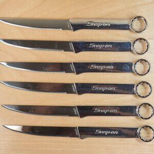 Snap-On Wrench Stainless Steel Steak Knives 6 Piece Set Mirror Polished